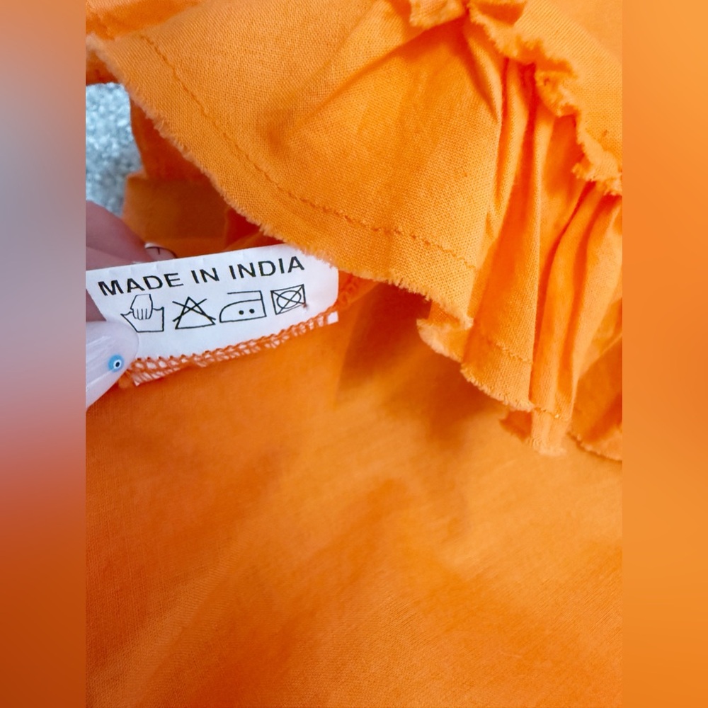 Anya Hindmarch - Orange Ruffled Beach Coverup Dress - 100% Cotton - size Large - Picture 12 of 16
